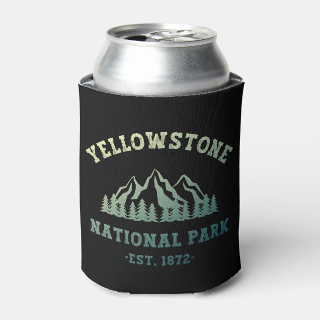 Yellowstone National Park Gradient Hiking Camping Can Cooler (Can Front)