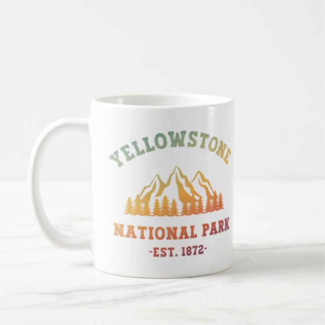 Yellowstone National Park Gradient Hiking Camping Coffee Mug (Left)