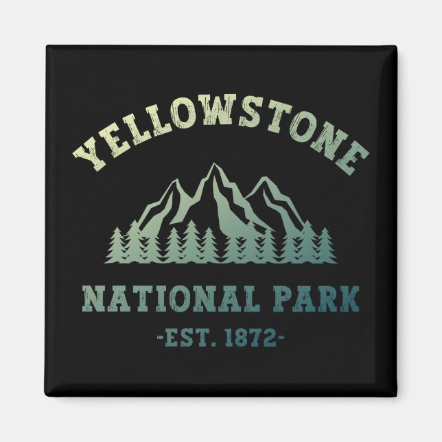 Yellowstone National Park Gradient Hiking Camping Magnet (Front)
