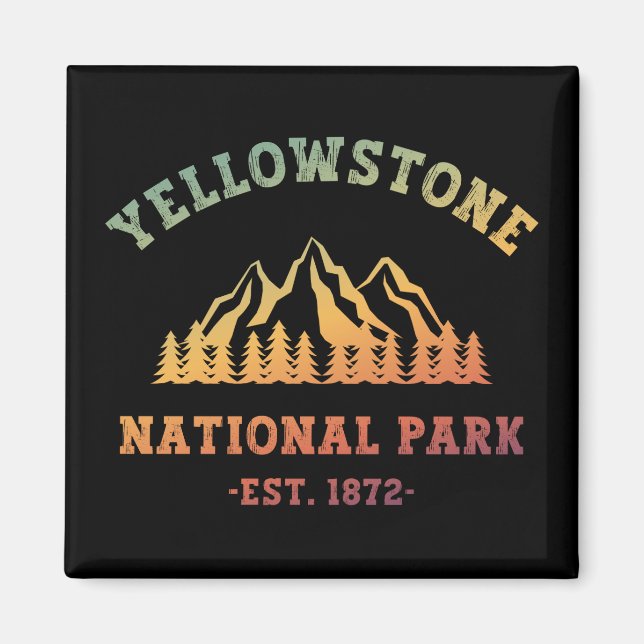 Yellowstone National Park Gradient Hiking Camping Magnet (Front)