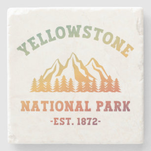 Yellowstone National Park Gradient Hiking Camping Stone Coaster