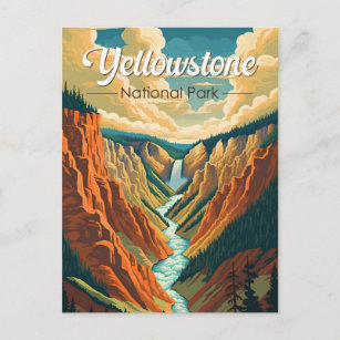 Yellowstone National Park Grand Canyon Retro Art Postcard
