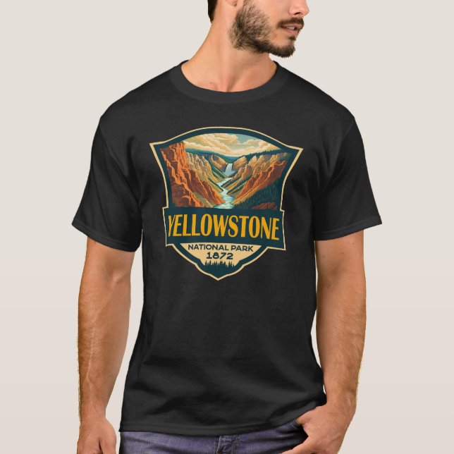 Yellowstone National Park Grand Canyon Retro Art T-Shirt (Front)