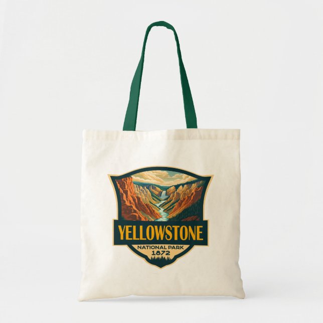 Yellowstone National Park Grand Canyon Retro Art Tote Bag (Front)