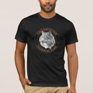 Yellowstone National Park, Grey Wolf Art, Circle T-Shirt
