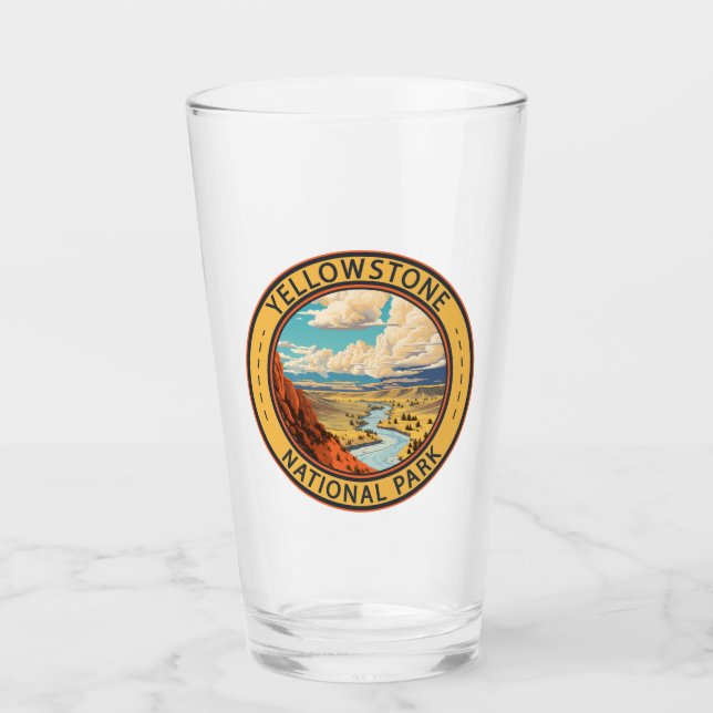 Yellowstone National Park Hayden Valley Travel Art Glass (Front)