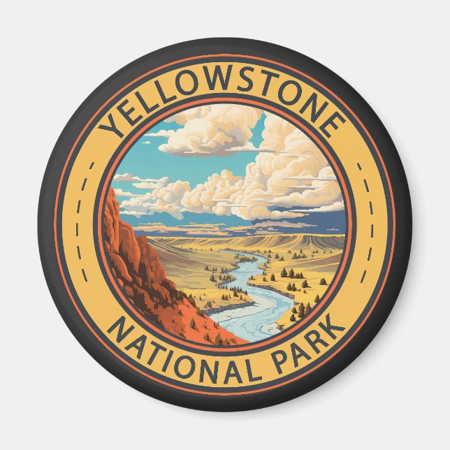 Yellowstone National Park Hayden Valley Travel Art Magnet (Front)