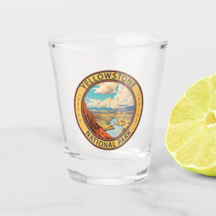 Yellowstone National Park Hayden Valley Travel Art Shot Glass