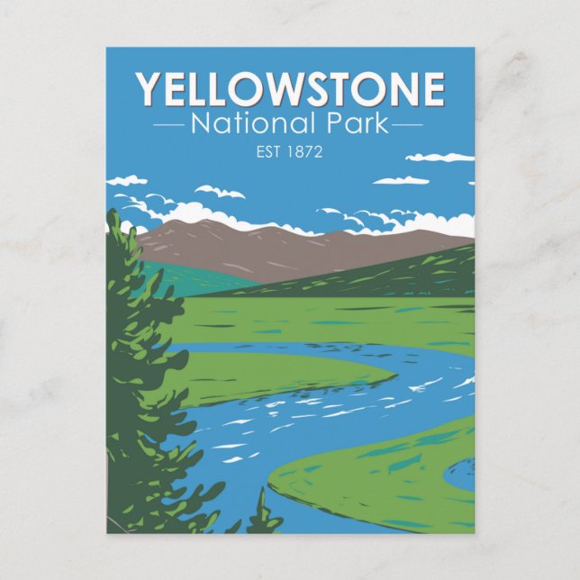 Yellowstone National Park Hayden Valley Vintage Postcard (Front)