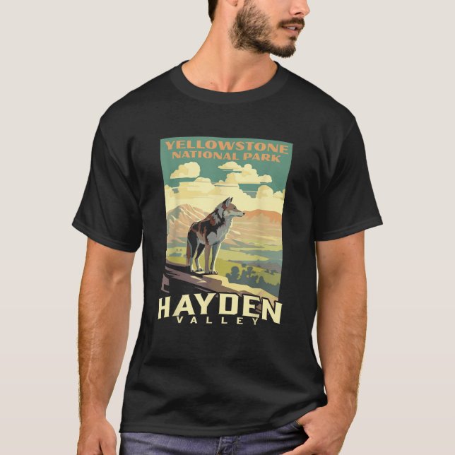 Yellowstone National Park Hayden Valley Wolf WPA P T-Shirt (Front)