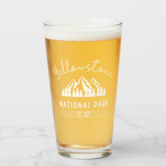 Yellowstone National Park Hiking Camping Glass (Front Filled)