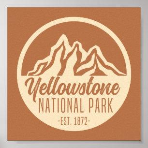 Yellowstone National Park Hiking Camping Poster