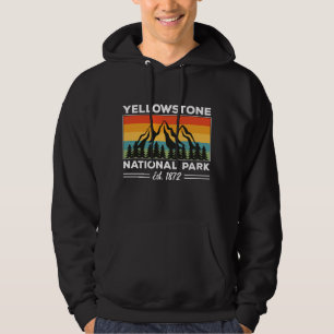 Yellowstone National Park Hiking Camping Retro Hoodie