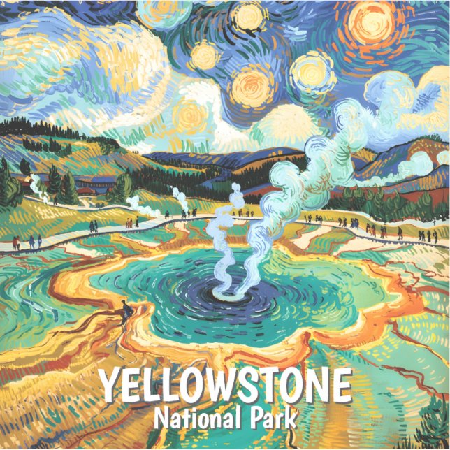 Yellowstone National Park Hot Spring Van Gogh Art (Front)
