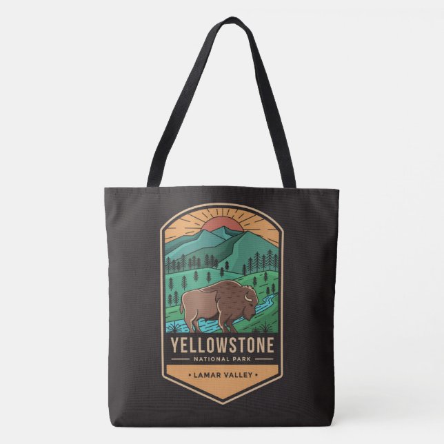 Yellowstone National Park Lamar Valley Tote Bag (Front)