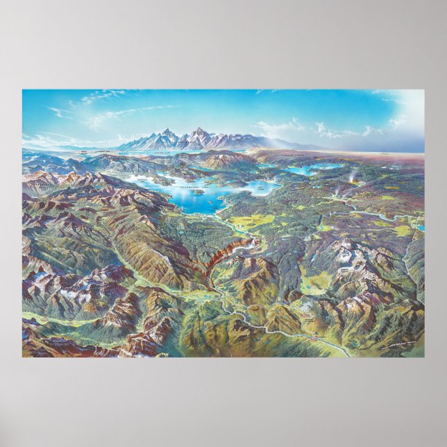 Yellowstone National Park Landscape Painting Poster (Front)
