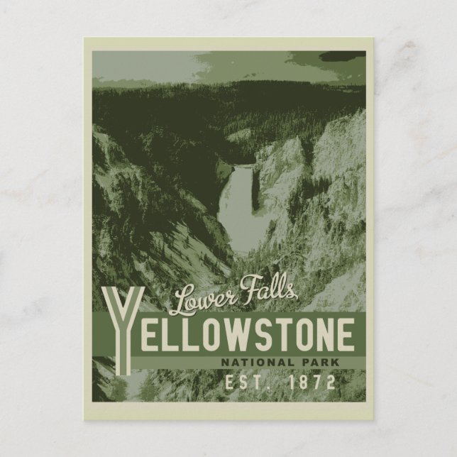 Yellowstone National Park Lower Falls Postcard (Front)