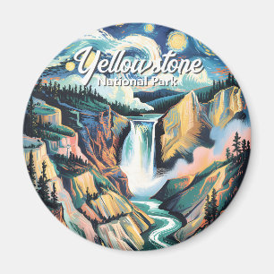 Yellowstone National Park Lower Falls Vibrant Magnet