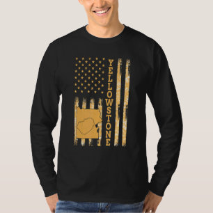 Yellowstone National Park Map America USA Flag T-Shirt