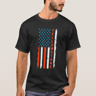 Yellowstone National Park Map American Usa Flag T-Shirt