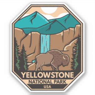 Yellowstone National Park Minimal Bison Retro