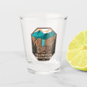 Yellowstone National Park Minimal Bison Retro Shot Glass