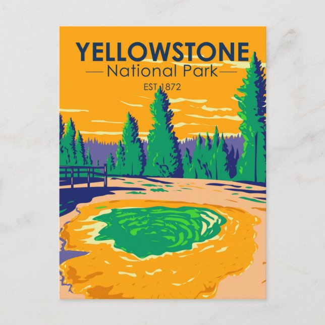 Yellowstone National Park Morning Glory Pool Retro Postcard (Front)