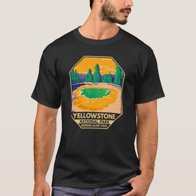 Yellowstone National Park Morning Glory Pool Retro T-Shirt (Front)