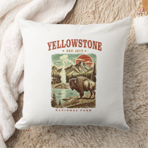 Yellowstone National Park – Mountain and Bison Cushion