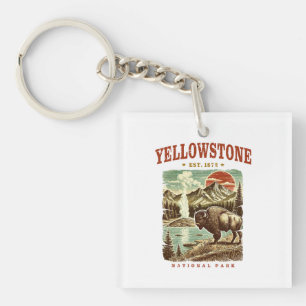 Yellowstone National Park – Mountain and Bison Key Ring
