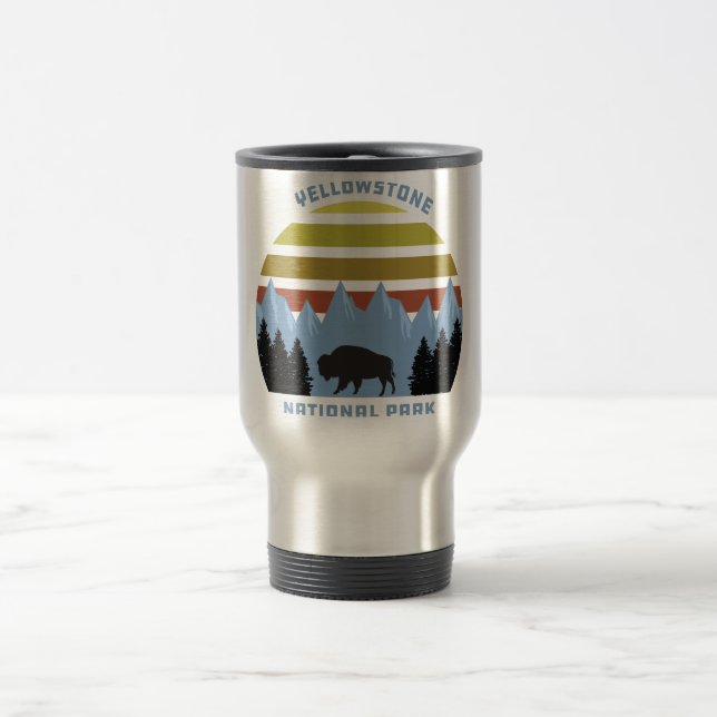 Yellowstone National Park Mountain Souvenir Travel Mug (Center)