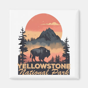 Yellowstone National Park Mountain Travel  Magnet