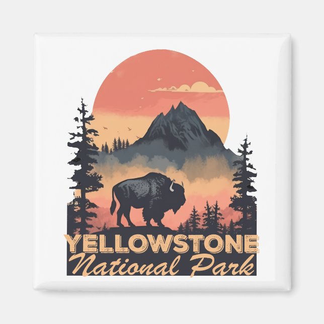 Yellowstone National Park Mountain Travel  Magnet (Front)