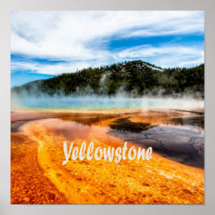 Yellowstone National Park Mountains Nature Animals Poster