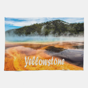 Yellowstone National Park Mountains Nature Animals Tea Towel