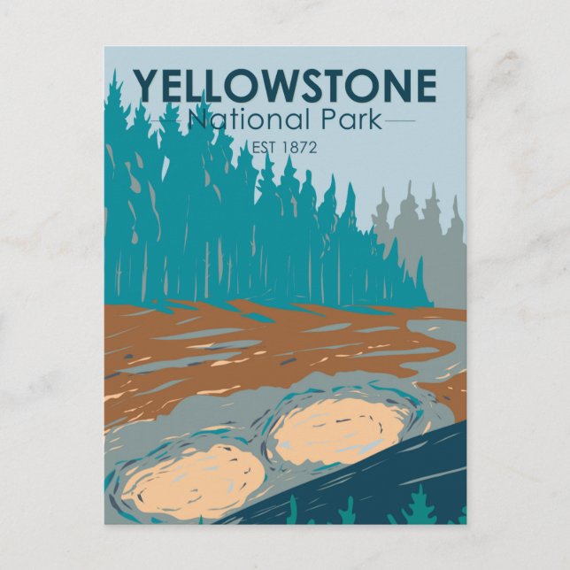 Yellowstone National Park Mud Volcano Vintage Postcard (Front)