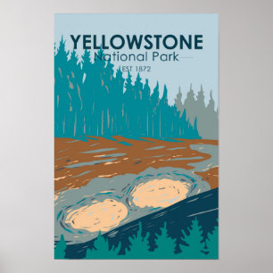 Yellowstone National Park Mud Volcano Vintage Poster