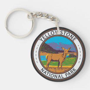 Yellowstone National Park Mule Deer Circle Key Ring