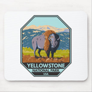 Yellowstone National Park North American Bison  Mouse Mat
