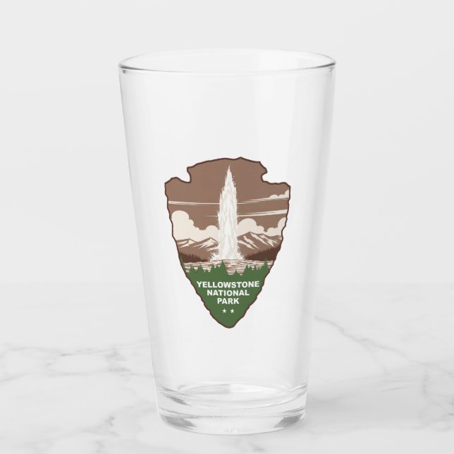 Yellowstone National Park Old Faithful Arrowhead Glass (Front)