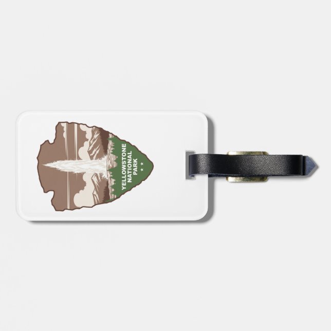 Yellowstone National Park Old Faithful Arrowhead Luggage Tag (Back Horizontal)