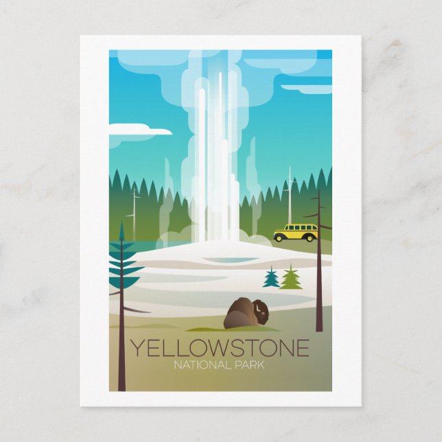 Yellowstone National Park, Old Faithful Postcard (Front)