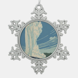 Yellowstone National Park Old Faithful Snowflake Pewter Christmas Ornament