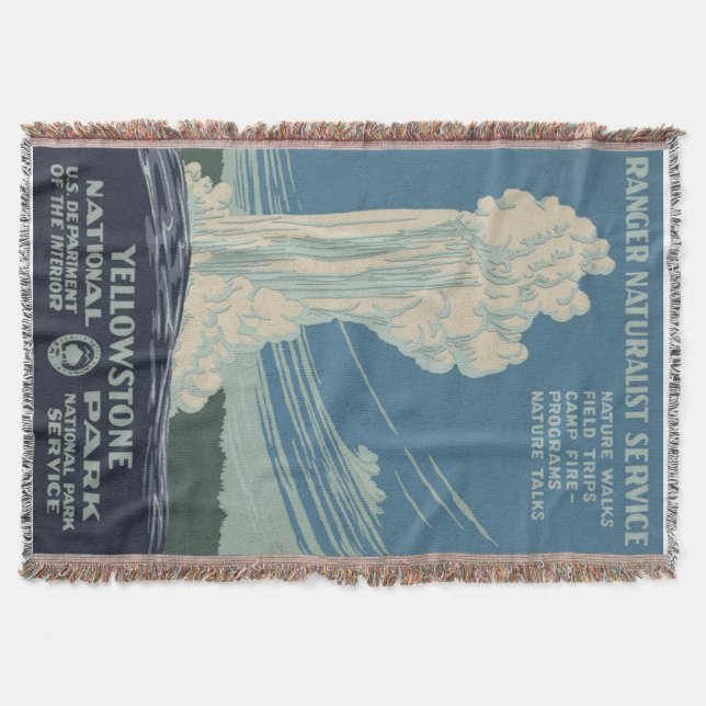 Yellowstone National Park Old Faithful Throw Blanket (Front)