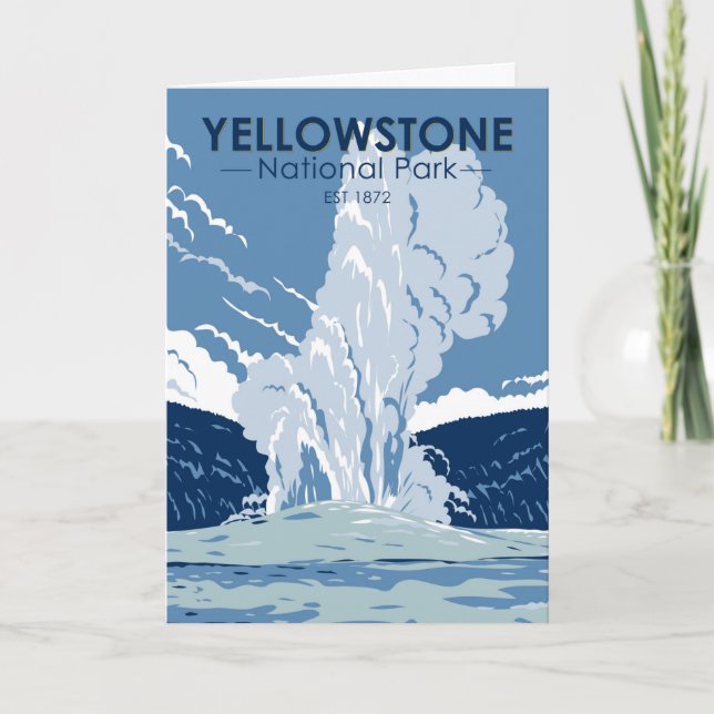 Yellowstone National Park Old Faithful Vintage Card (Front)