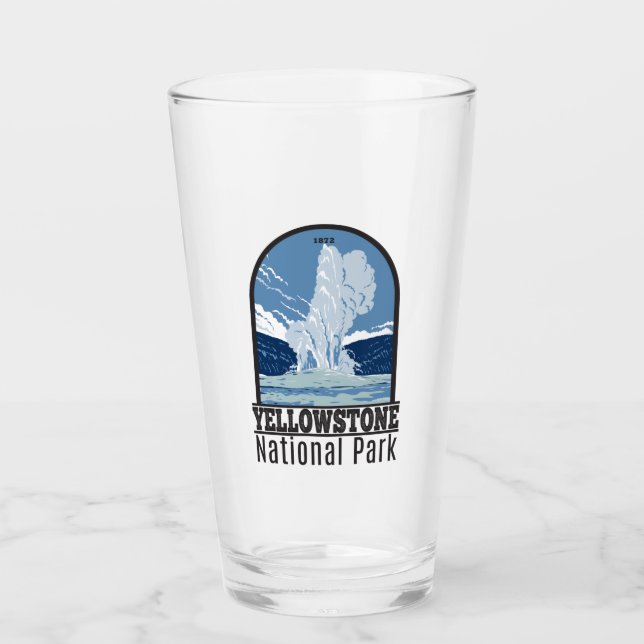 Yellowstone National Park Old Faithful Vintage  Glass (Front)