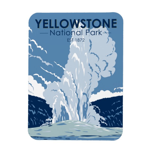 Yellowstone National Park Old Faithful Vintage Magnet (Vertical)