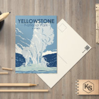 Yellowstone National Park Old Faithful Vintage