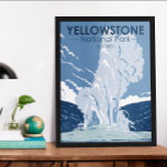 Yellowstone National Park Old Faithful Vintage Poster<br><div class="desc">Yellowstone Forest vector artwork design. The park features dramatic canyons,  alpine rivers,  lush forests,  hot springs and gushing geysers,  including its most famous,  Old Faithful.</div>