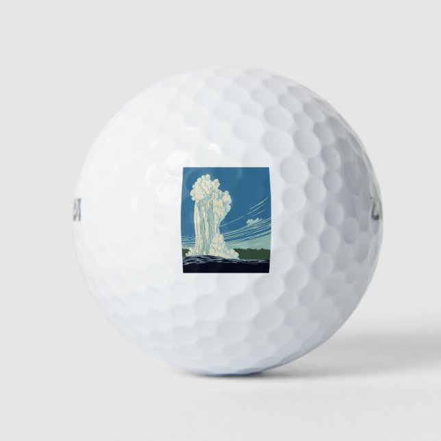 Yellowstone National Park Poster Golf Balls (Front)